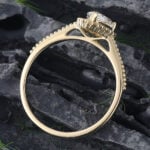 Vintage Pear Cut Lab Diamond Halo Engagement Ring 14K Yellow Gold