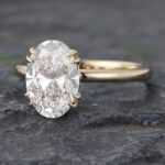 1.5CT Oval Lab Diamond Solitaire Engagement Ring Double Claw Prongs