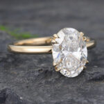 1.5CT Oval Lab Diamond Solitaire Engagement Ring Double Claw Prongs