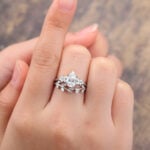 2PCS Pear Shaped Lab Created Diamond Wedding Ring Set for Women White Gold