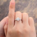 Floral Pear Shaped Lab Diamond Cluster Engagement Ring White Gold