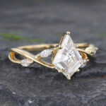 Kite Cut Lab Grown Diamond Split Shank Engagement Ring
