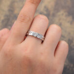 Baguette Cut Lab Diamond Wedding Band for Men with Leaf Design