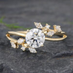 Nature Inspired 1CT Lab Diamond Engagement Ring 14K Yellow Gold