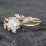 Nature Inspired 1CT Lab Diamond Engagement Ring 14K Yellow Gold