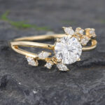 Nature Inspired 1CT Lab Diamond Engagement Ring 14K Yellow Gold