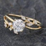 Nature Inspired 1CT Lab Diamond Engagement Ring 14K Yellow Gold