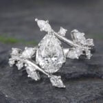 Pear Shaped Lab Grown Diamond Nature Inspired Engagement Ring 14K White Gold