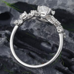 Pear Shaped Lab Grown Diamond Nature Inspired Engagement Ring 14K White Gold