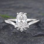 Oval Cut Lab Grown Diamond Engagement Ring with V Shaped Band