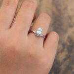 Oval Cut Lab Grown Diamond Engagement Ring with V Shaped Band