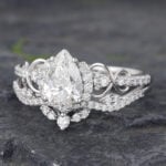 Pear Shaped Lab Diamond Pavé Infinity Wedding Ring Set 14K White Gold