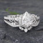 Pear Shaped Lab Diamond Pavé Infinity Wedding Ring Set 14K White Gold