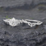 Pear Shaped Lab Diamond Pavé Infinity Wedding Ring Set 14K White Gold