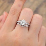 Pear Shaped Lab Diamond Pavé Infinity Wedding Ring Set 14K White Gold