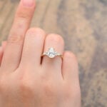 Pear Cut Lab Diamond Teardrop Engagement Ring Yellow Gold Cluster Ring