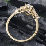 Pear Cut Lab Diamond Teardrop Engagement Ring Yellow Gold Cluster Ring