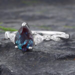 Pear Shaped Alexandrite Twisted Engagement Ring 14K White Gold