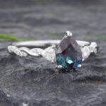 Pear Shaped Alexandrite Twisted Engagement Ring 14K White Gold