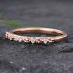 Rose Gold Natural Diamond Wedding Band Leaf Design Anniversary Ring