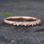 Rose Gold Natural Diamond Wedding Band Leaf Design Anniversary Ring