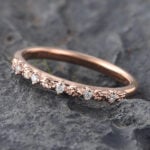 Rose Gold Natural Diamond Wedding Band Leaf Design Anniversary Ring