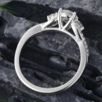 Round Cut Lab Diamond Split Shank Engagement Ring 14K White Gold