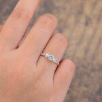 Round Cut Lab Diamond Split Shank Engagement Ring 14K White Gold