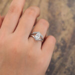 Unique Oval Cut Lab Grown Diamond Engagement Ring Set 2PCS
