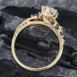 1.5CT Yellow Gold Lab Diamond Engagement Ring Sapphire Accented