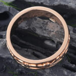 6MM Engraved Wedding Band for Men Solid Gold Nature Inspired Ring