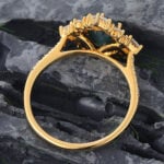 Vintage Moss Agate Halo Engagement Ring Beaded Art Deco Ring