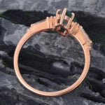 Marquise Cut Moss Agate & Diamond Engagement Ring Rose Gold