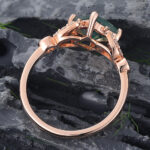 Princess Cut Moss Agate Cluster Engagement Ring Rose Gold