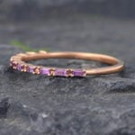 Baguette Cut Amethyst Wedding Band Half Eternity Anniversary Ring