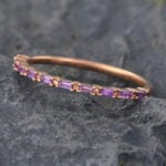 Baguette Cut Amethyst Wedding Band Half Eternity Anniversary Ring