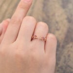 Rose Gold Amethyst Open Wedding Band Leaf Nature Inspired Ring