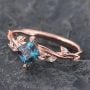 Princess Cut Alexandrite Nature Inspired Engagement Ring Rose Gold
