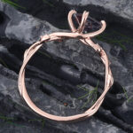 Princess Cut Alexandrite Nature Inspired Engagement Ring Rose Gold