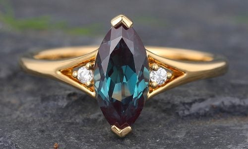 Marquise Cut Alexandrite Split Shank Engagement Ring Yellow Gold (1) Alexandrite Hardness