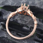Marquise Cut Moss Agate Split Shank Engagement Ring Rose Gold