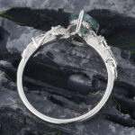 Pear Shaped Moss Agate Nature Inspired Engagement Ring White Gold