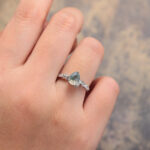 Pear Shaped Moss Agate Nature Inspired Engagement Ring White Gold
