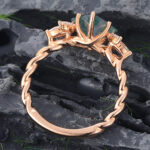 Princess Cut Moss Agate Twisted Engagement Ring 14K Rose Gold