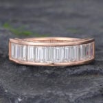 Rose Gold Channel Set Moissanite Wedding Band Vintage Anniversary Ring for Men