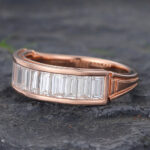 Rose Gold Channel Set Moissanite Wedding Band Vintage Anniversary Ring for Men