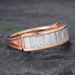 Rose Gold Channel Set Moissanite Wedding Band Vintage Anniversary Ring for Men