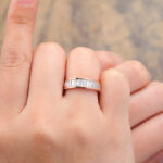 Rose Gold Channel Set Moissanite Wedding Band Vintage Anniversary Ring for Men