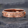 Filigree Engrave Solid Wedding Band for Men Rose Gold Stacking Ring
