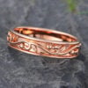 Filigree Engrave Solid Wedding Band for Men Rose Gold Stacking Ring